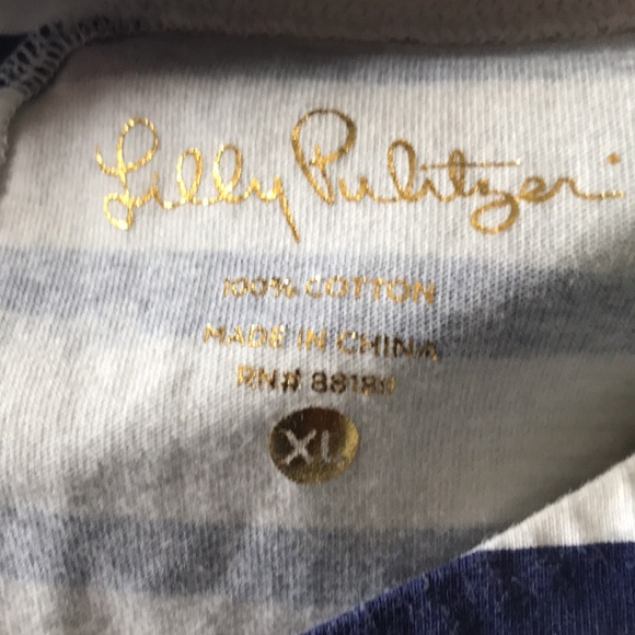 Lilly Pulitzer striped Tee shirt XL  peacock print - Picture 6 of 8